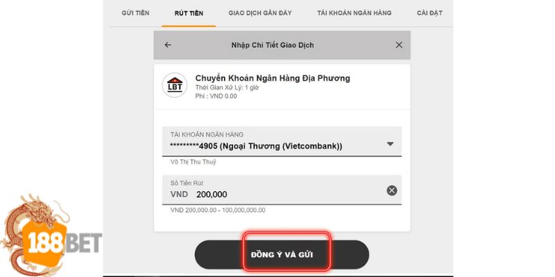 Cùng xem những lưu ý khi anh em thực hiện rút tiền tại 188BET nhé